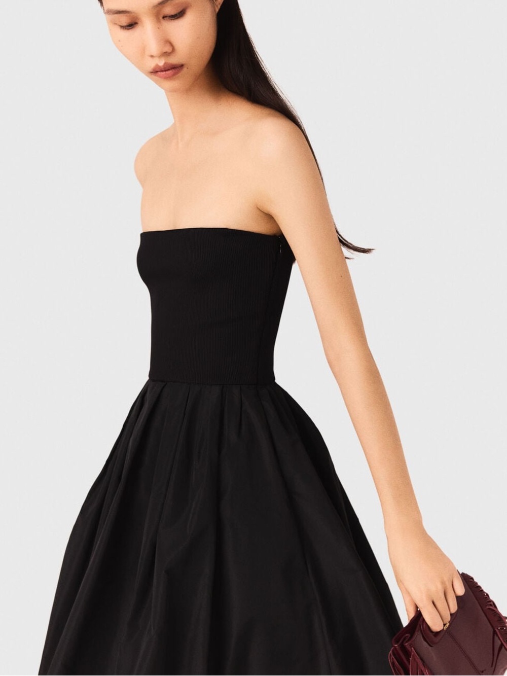 Maje Strapless Black Fit-and-Flare Dress